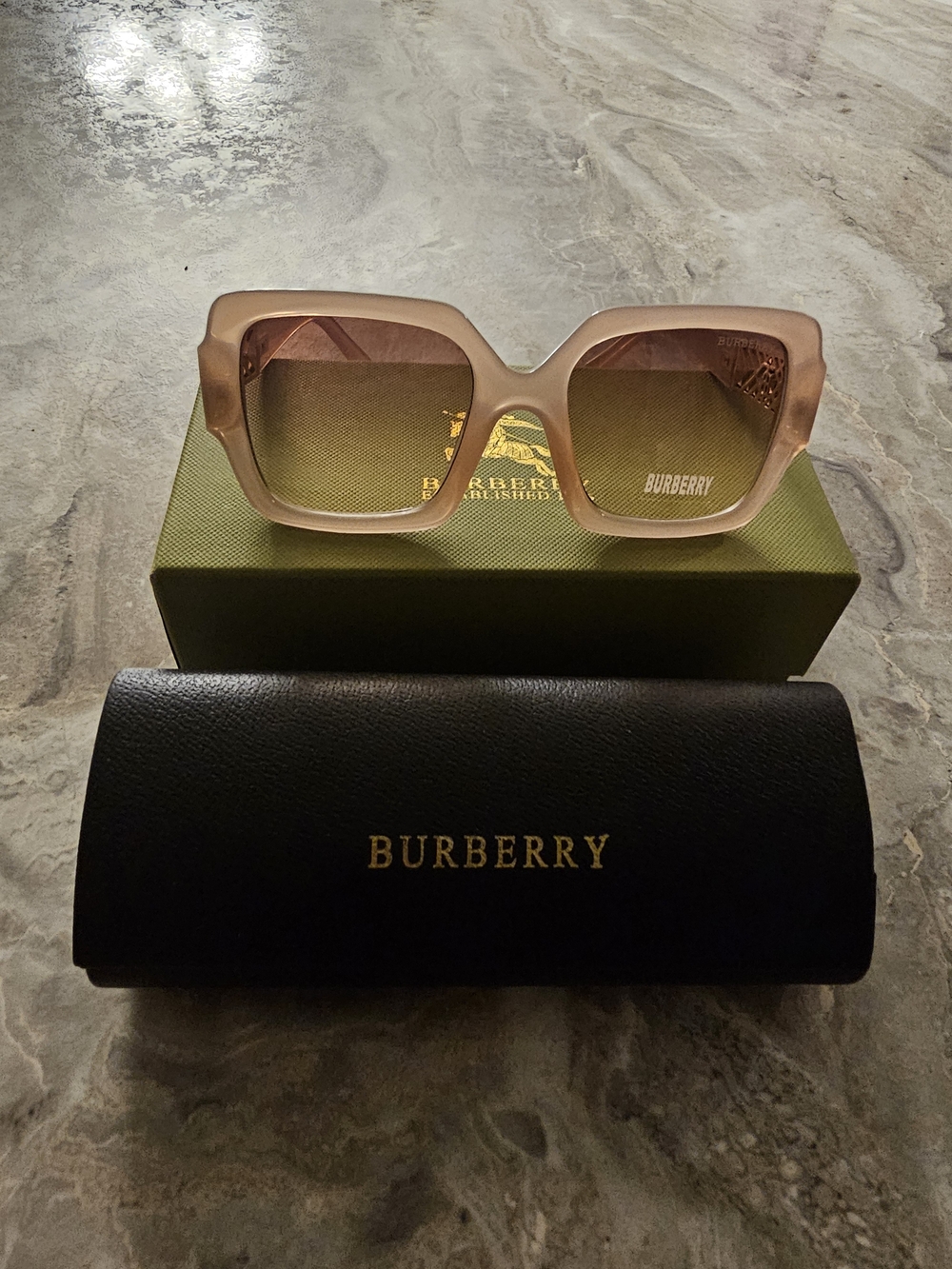 Burberry Women's Pink Gradient Square Sunglasses